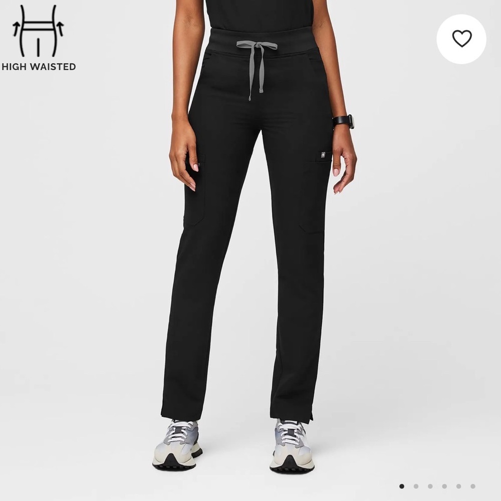 Figs Black High Waisted Yola Skinny Scrub Pants